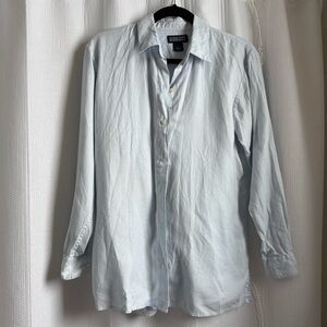 Lands' End Linen Light Blue Button-Up Shirt